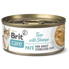 BRIT CARE CAT STERILIZED TUNA PATE WITH SHRIMPS 70 GR