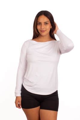Alcyone Long Sleeve Tee Blanco - Cuello ojal1