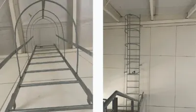 Instalación de Escala de Acceso Seguro de 6 m en Galpón Farmacéutico – Renca, Santiago de Chile