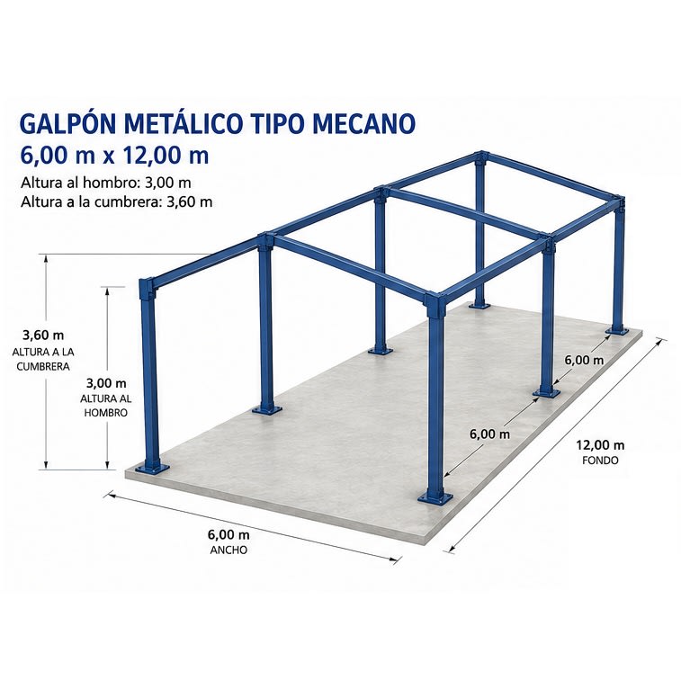 Galpón Perfil Cuadrado 6x12 metros2