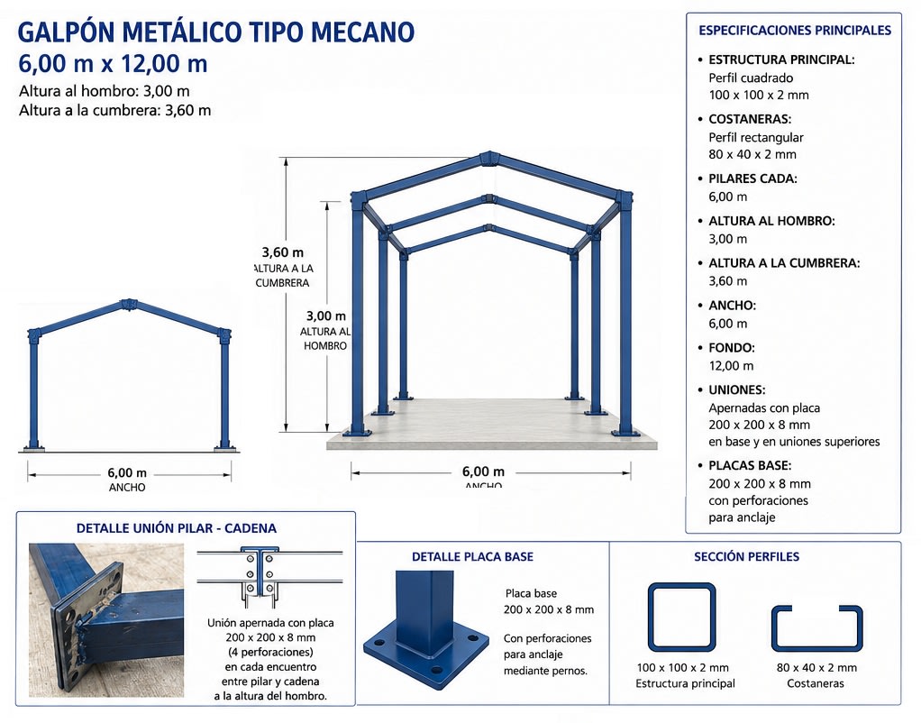 Galpón Perfil Cuadrado 6x12 metros1