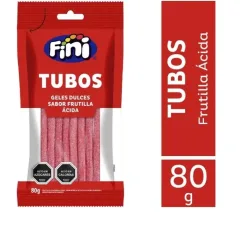 Tubos Fini Frutilla Acida 80 g