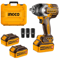 Llave de Impacto Inalámbrica Brushless 20V 850Nm con 2 Baterías 4Ah y 3 Dados