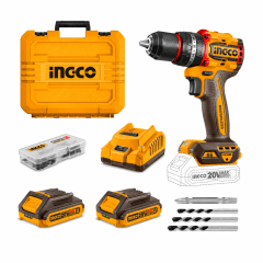 Taladro Percutor Inalámbrico Brushless 20V con 2 Baterías, Cargador, Maletín y Set de Brocas 0