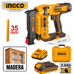 Clavadora Inalámbrica 20V para Clavos de 35 mm con Batería 2Ah, Cargador y Maleta INGCO
