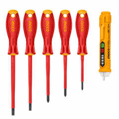 Kit de Desarmadores Dieléctricos Industriales 1000V + Detector de Corriente INGCO