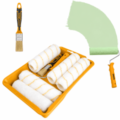 Kit de Pintura para Fino Acabado con 5 Rodillos, Bandeja y Brocha INGCO 0