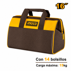 Bolsa portaherramientas de 16 pulgadas capacidad 15 kg HTBG281628 INGCO
