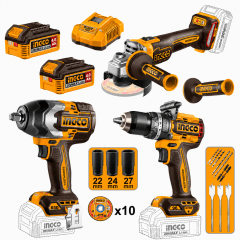 Combo inalámbrico 20V con taladro percutor 96 Nm, llave de impacto 850 Nm y amoladora COSLI251292 I 0