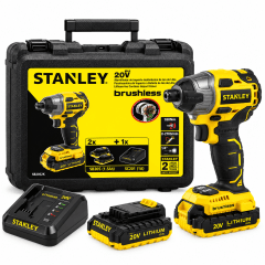 Atornillador de Impacto Inalámbrico Stanley 20V Brushless con 2 Baterías 0