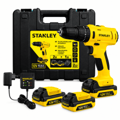 Taladro Percutor Inalámbrico Stanley 12V SCH121S2K con Baterías Recargables