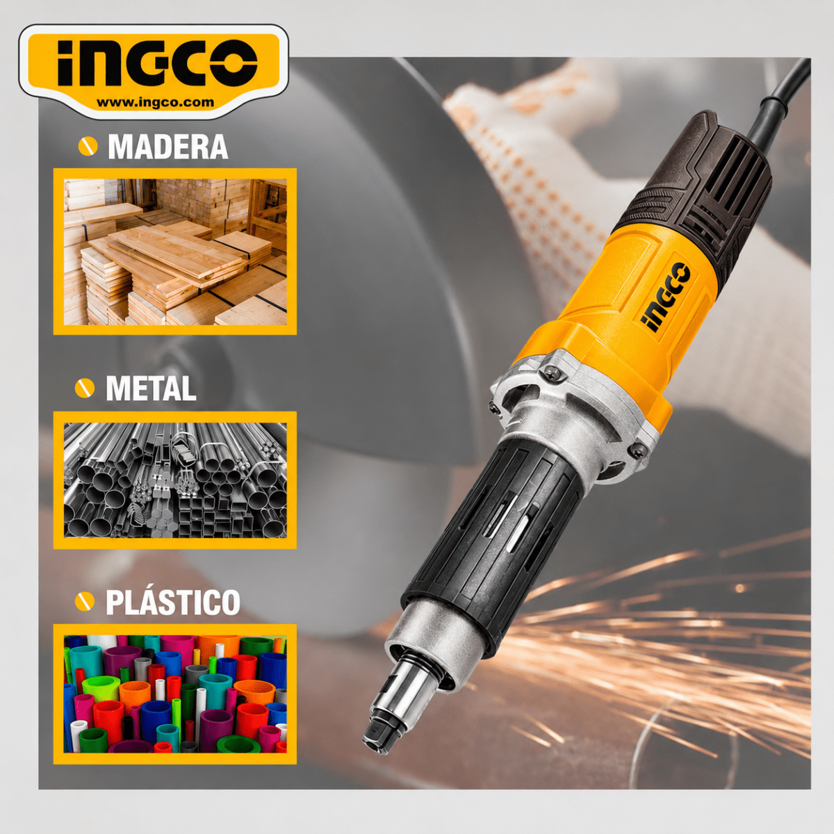 Amoladora Recta Rectificadora Eléctrica 550W PDG5501 INGCO3
