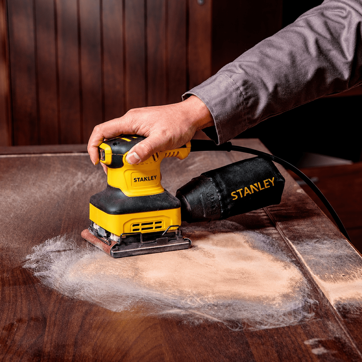 Lijadora Orbital Eléctrica Stanley 240W SS24 Profesional para Madera3