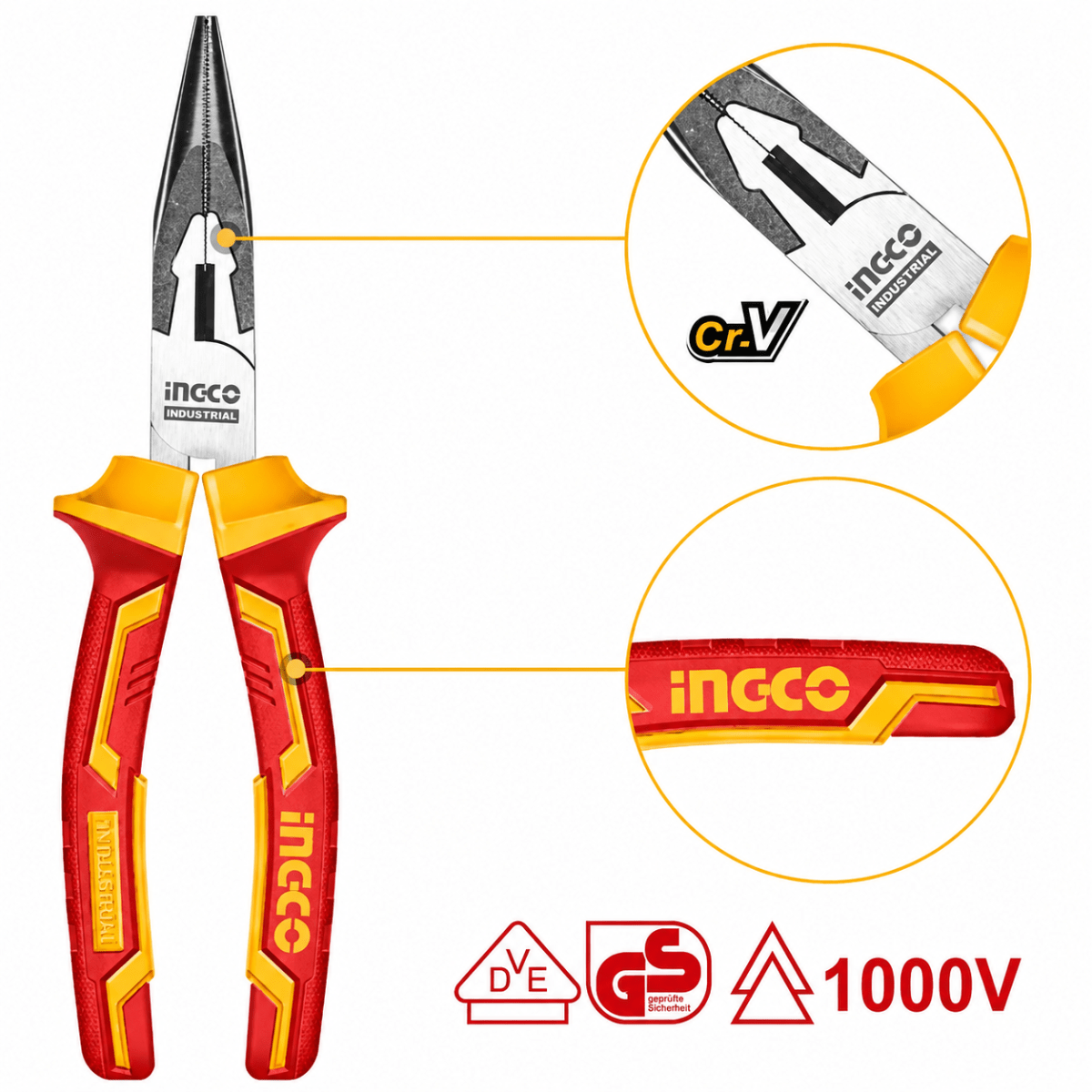 Kit de Alicates Dieléctricos 1000V + Destornillador Inalámbrico INGCO4