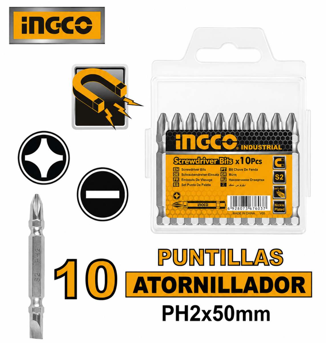 Combo Llave de Impacto Inalámbrica Brushless 20V con Lámpara Magnética y 10 Dados INGCO2