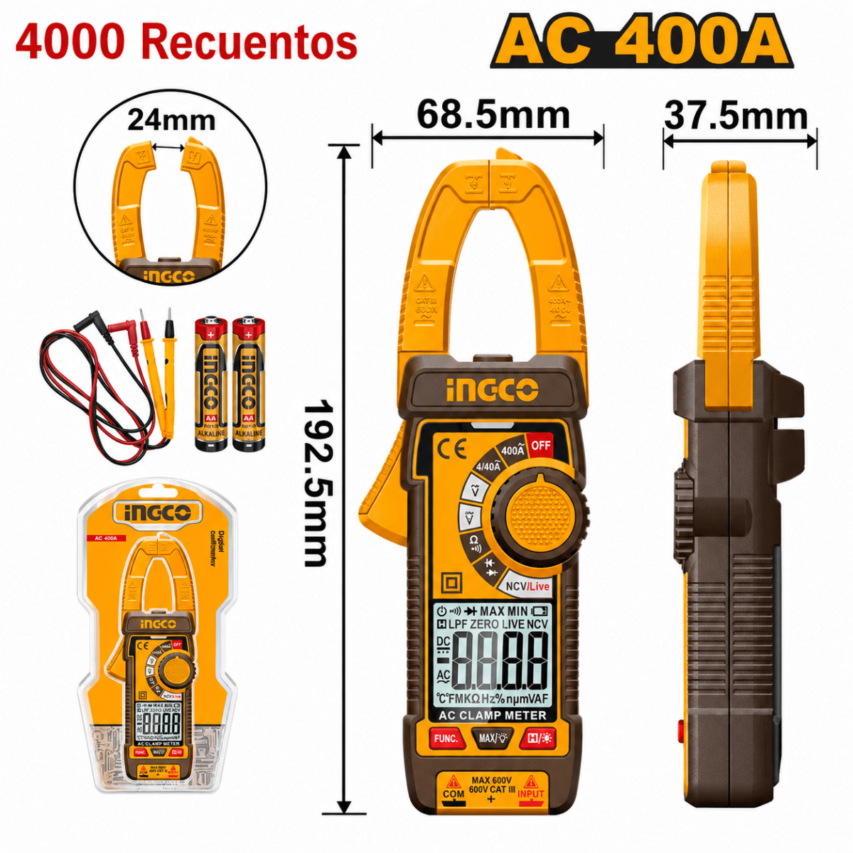 Kit de Medición Eléctrica con Multímetro Tester + Pinza Amperimétrica Industrial + Detector de Corr3