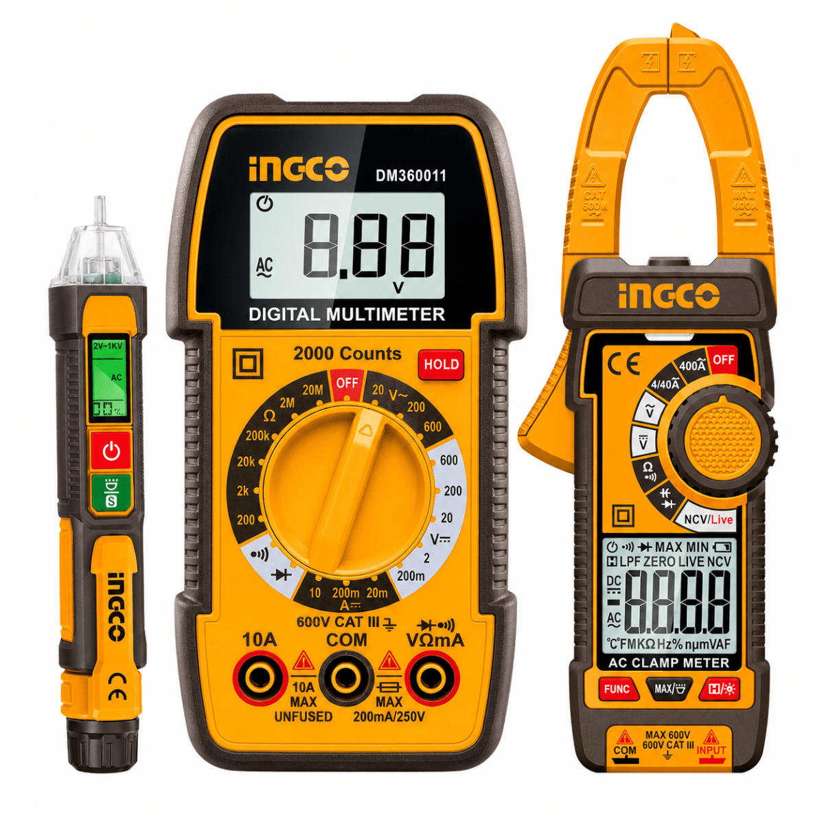 Kit de Medición Eléctrica con Multímetro Tester + Pinza Amperimétrica Industrial + Detector de Corr1