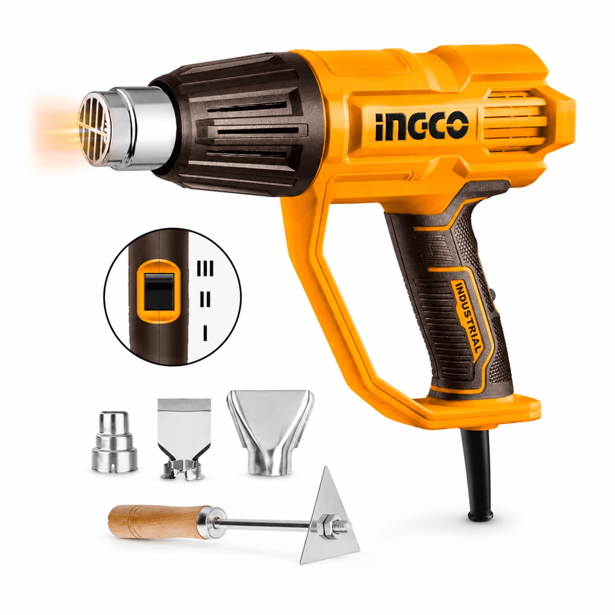 Kit Pistola de Calor 2000W con Accesorios INGCO1