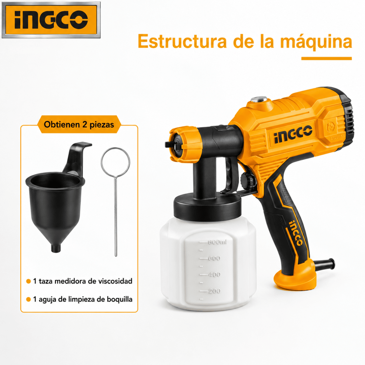 Pistola Eléctrica para Pintar con Compresora 450W INGCO4