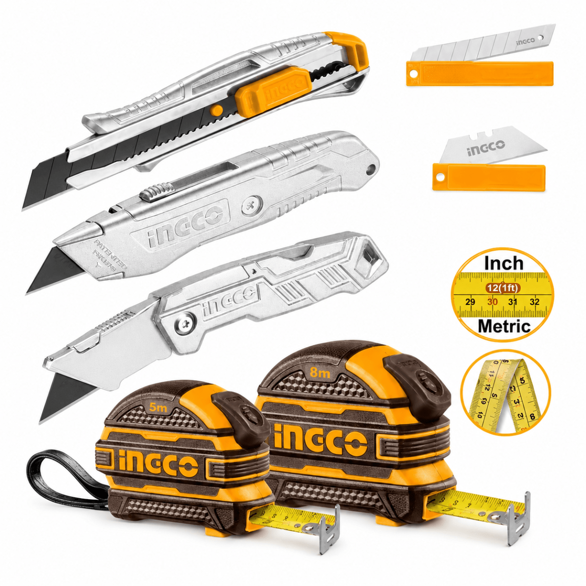 Mega Kit de Cutters y Winchas 7 Piezas INGCO1