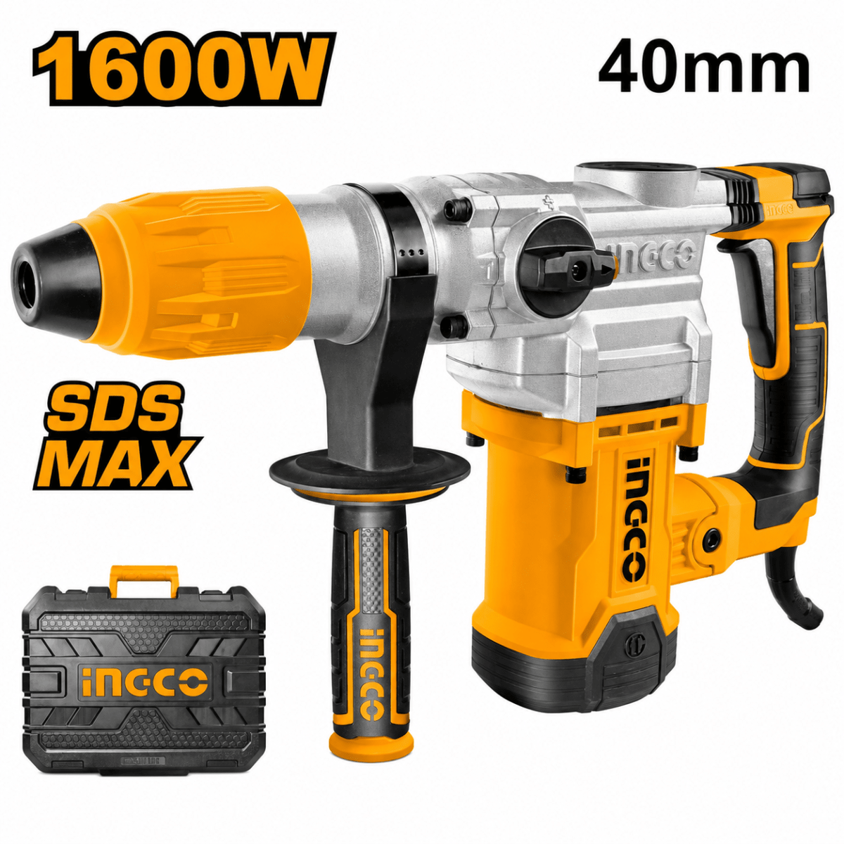 Rotomartillo demoledor SDS-Max 1600W con maletín INGCO1