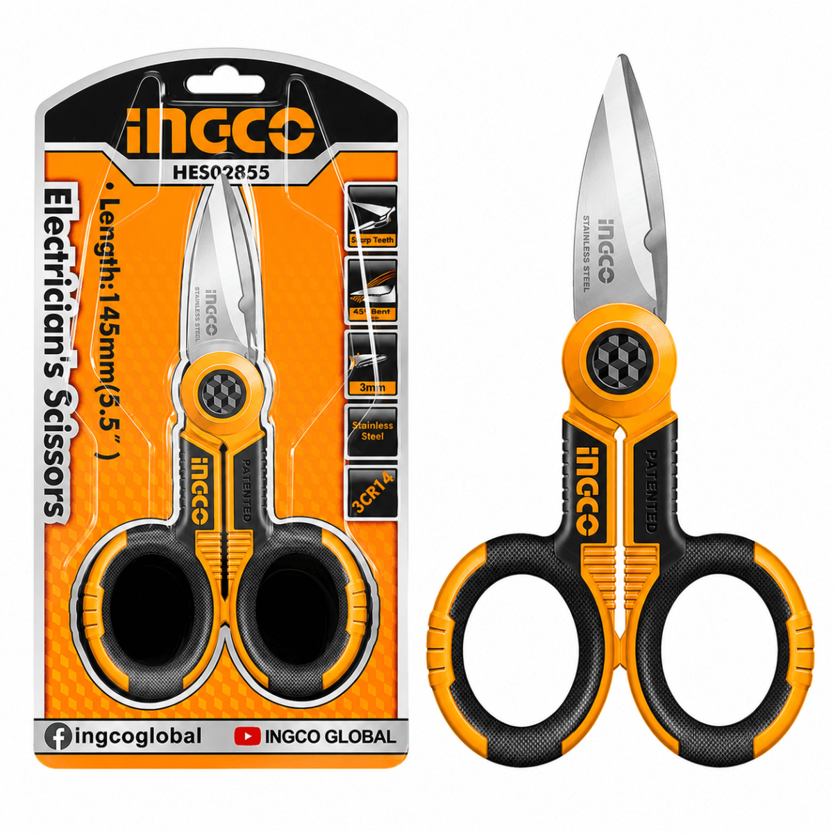 Tijera para electricista de 5.5 pulgadas con mango ABS HES02855 INGCO1