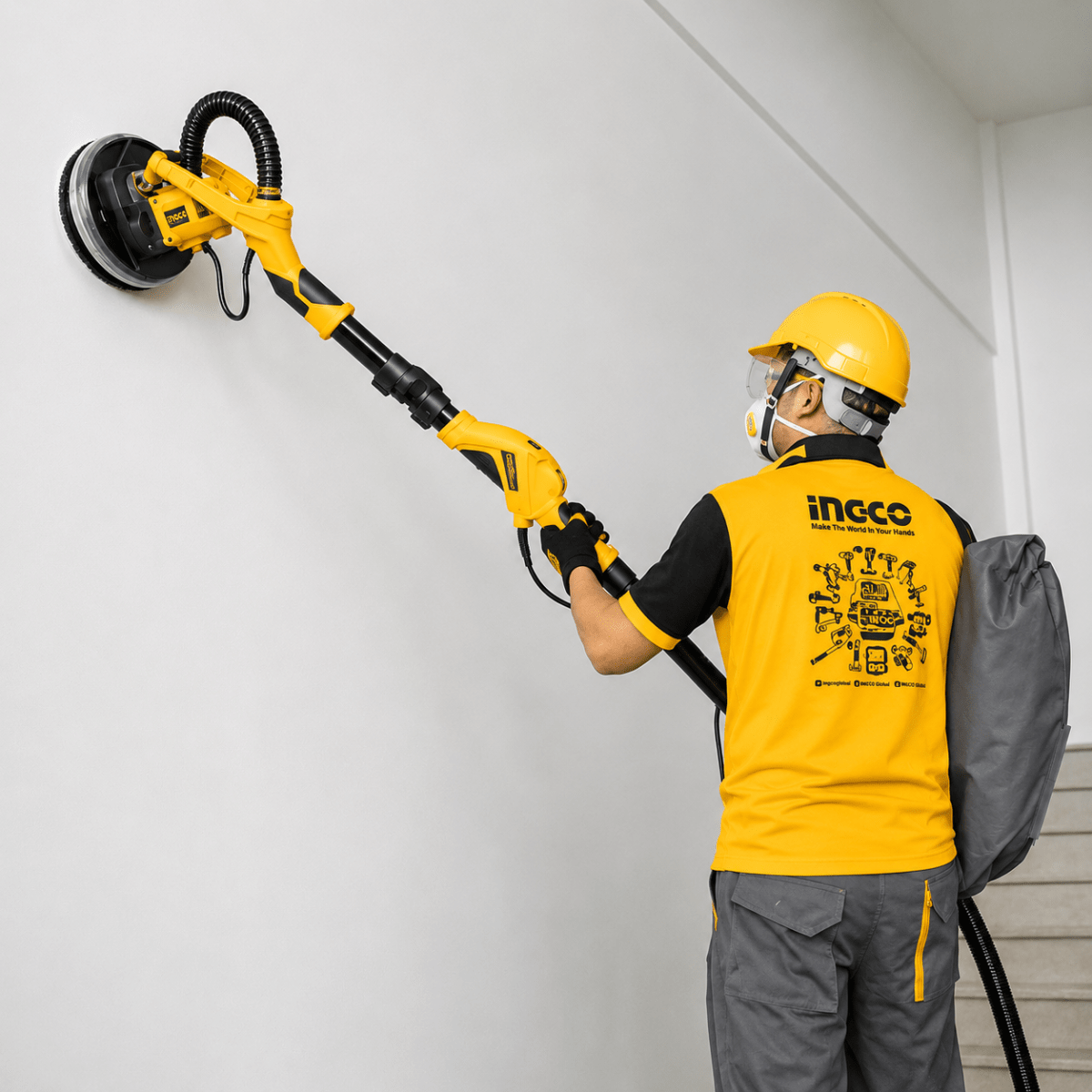 Combo Lijadora de Pared y Techo para Fino Acabado con 12 Lijas + Kit Vinci Pintor INGCO2