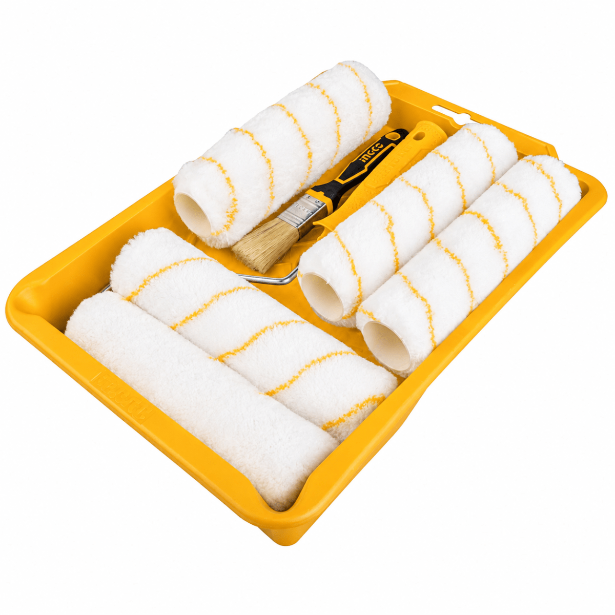 Kit de Pintura para Fino Acabado con 5 Rodillos, Bandeja y Brocha INGCO2