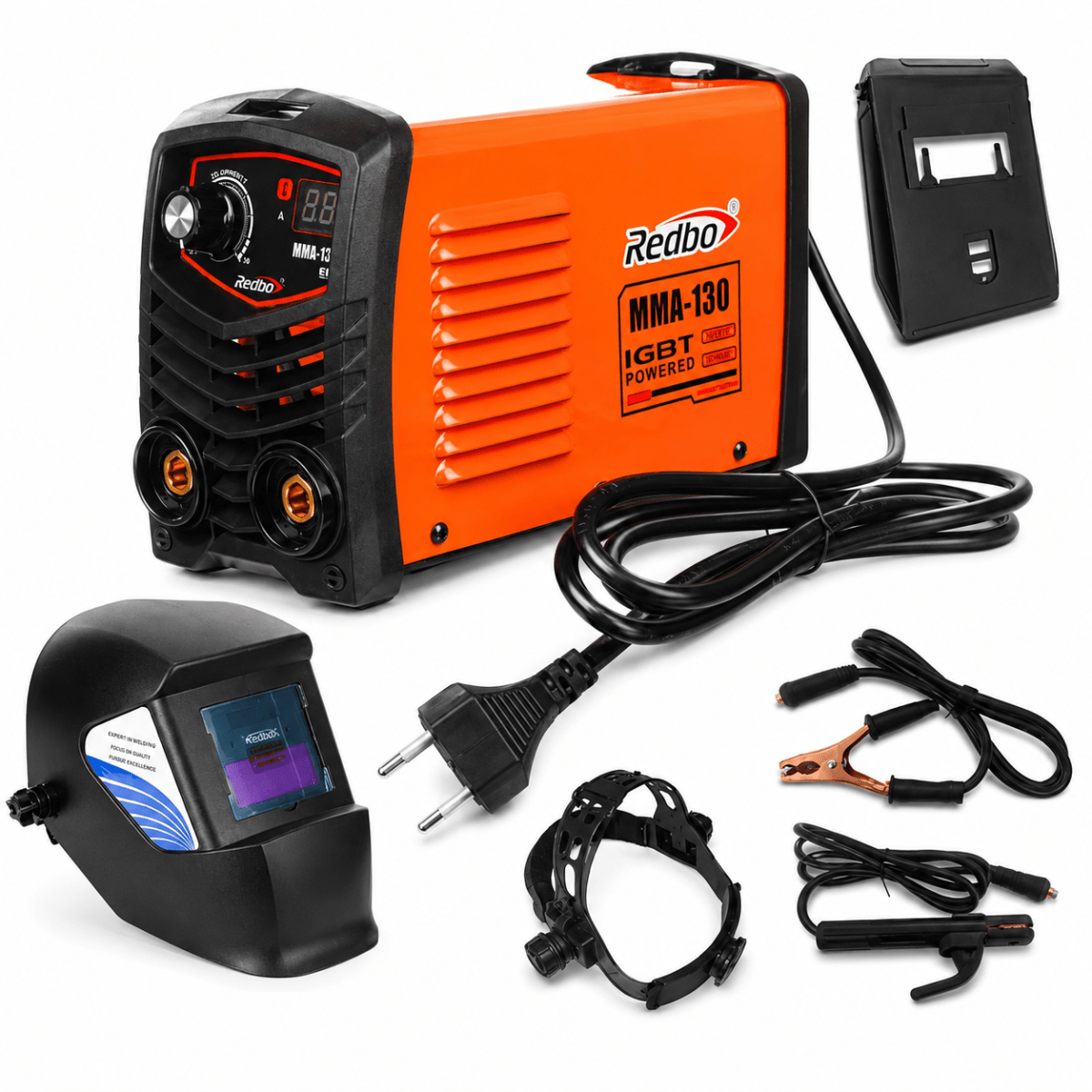 Soldadora Portátil 130A 220V con Careta Redbo1