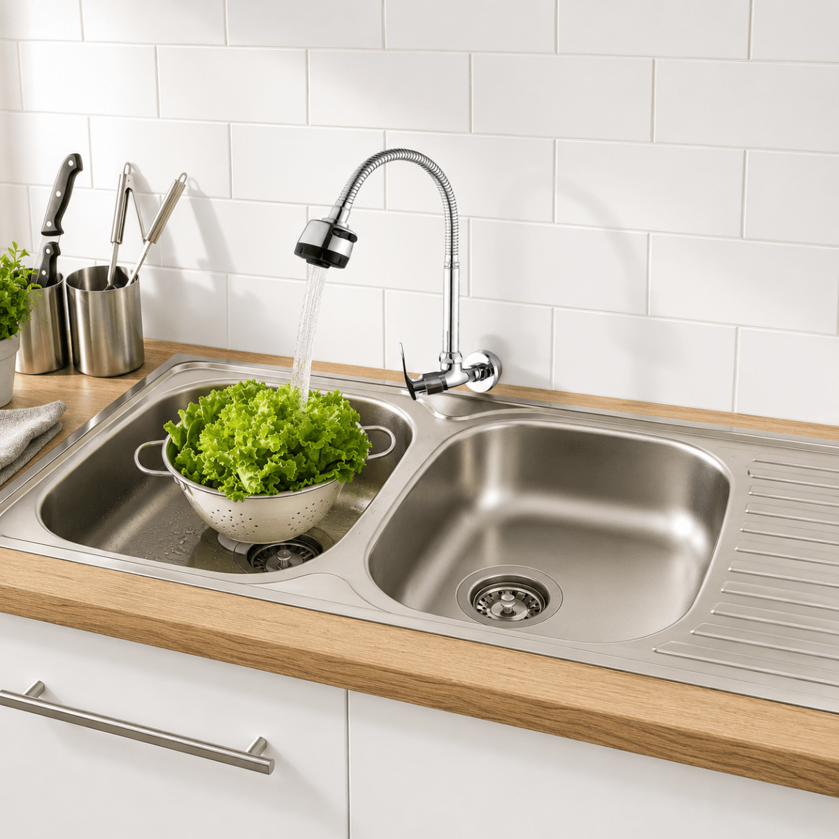 Llave de Cocina para Pared con Caño Corrugado Flexible2