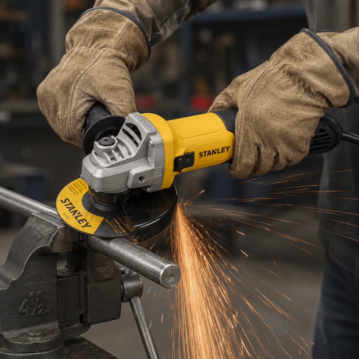 Amoladora Angular Stanley 4-1/2¨ 900W con 10 Discos de Corte Profesional3