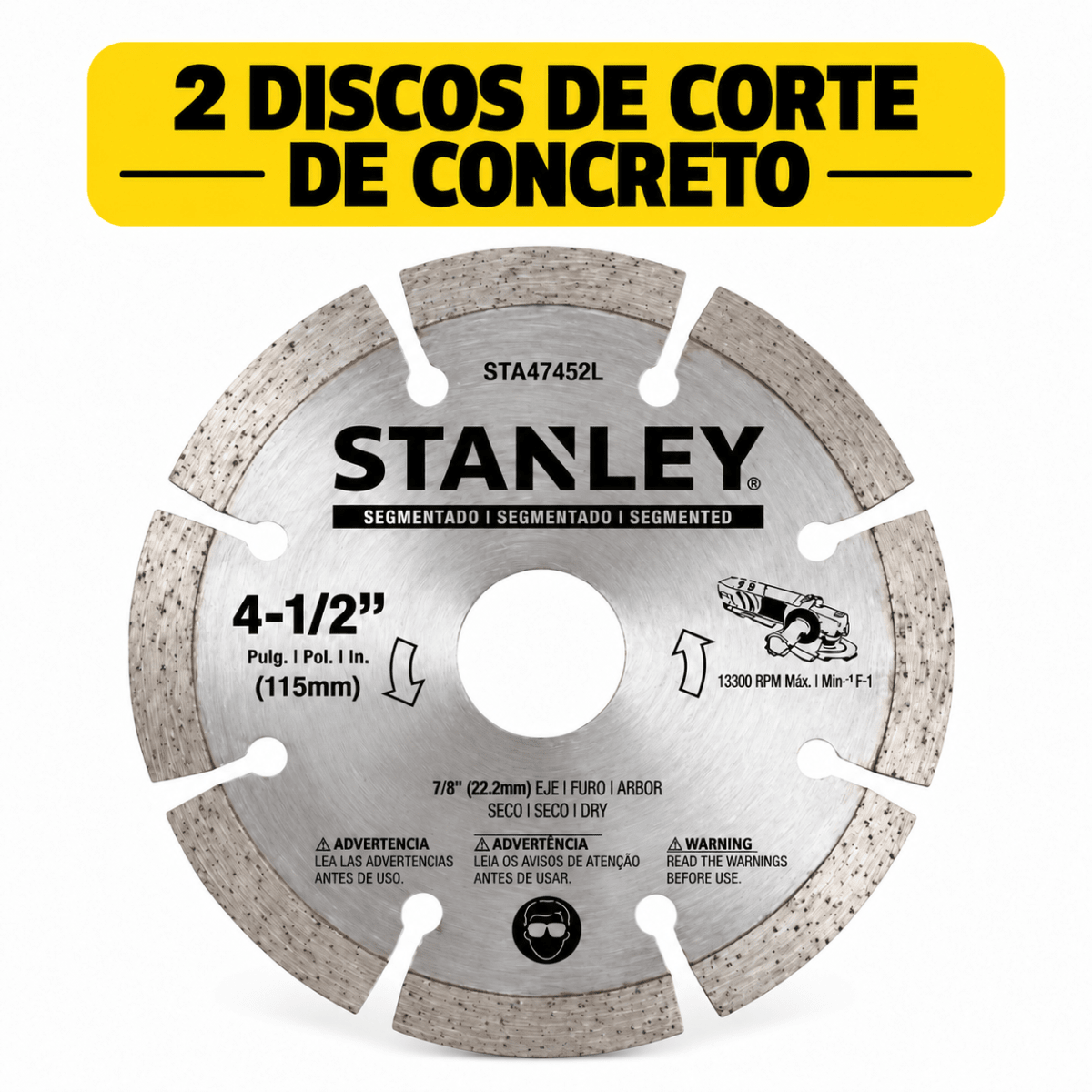 Kit Profesional Amoladora Angular Stanley 4-1/2¨ 750W con 10 Discos de Corte y Desbaste2