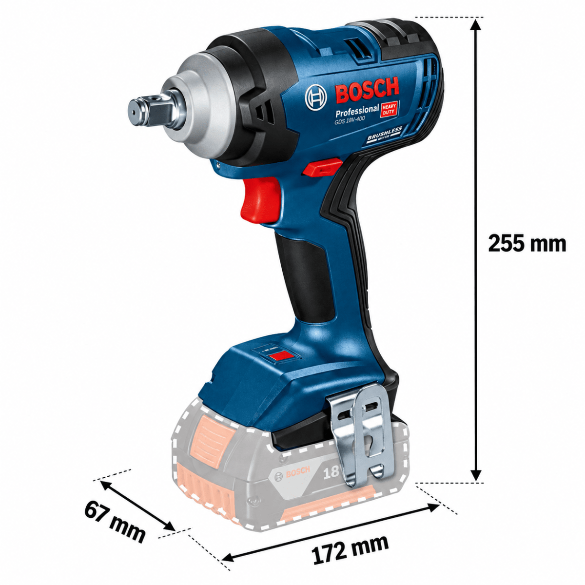 Llave de Impacto Inalámbrica Bosch Profesional 18V Brushless 400 Nm GDS 18V-4004