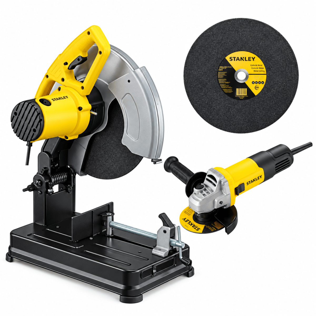 Kit Profesional Tronzadora Stanley 14¨ 2200W + Amoladora Angular 750W con 10 Discos1