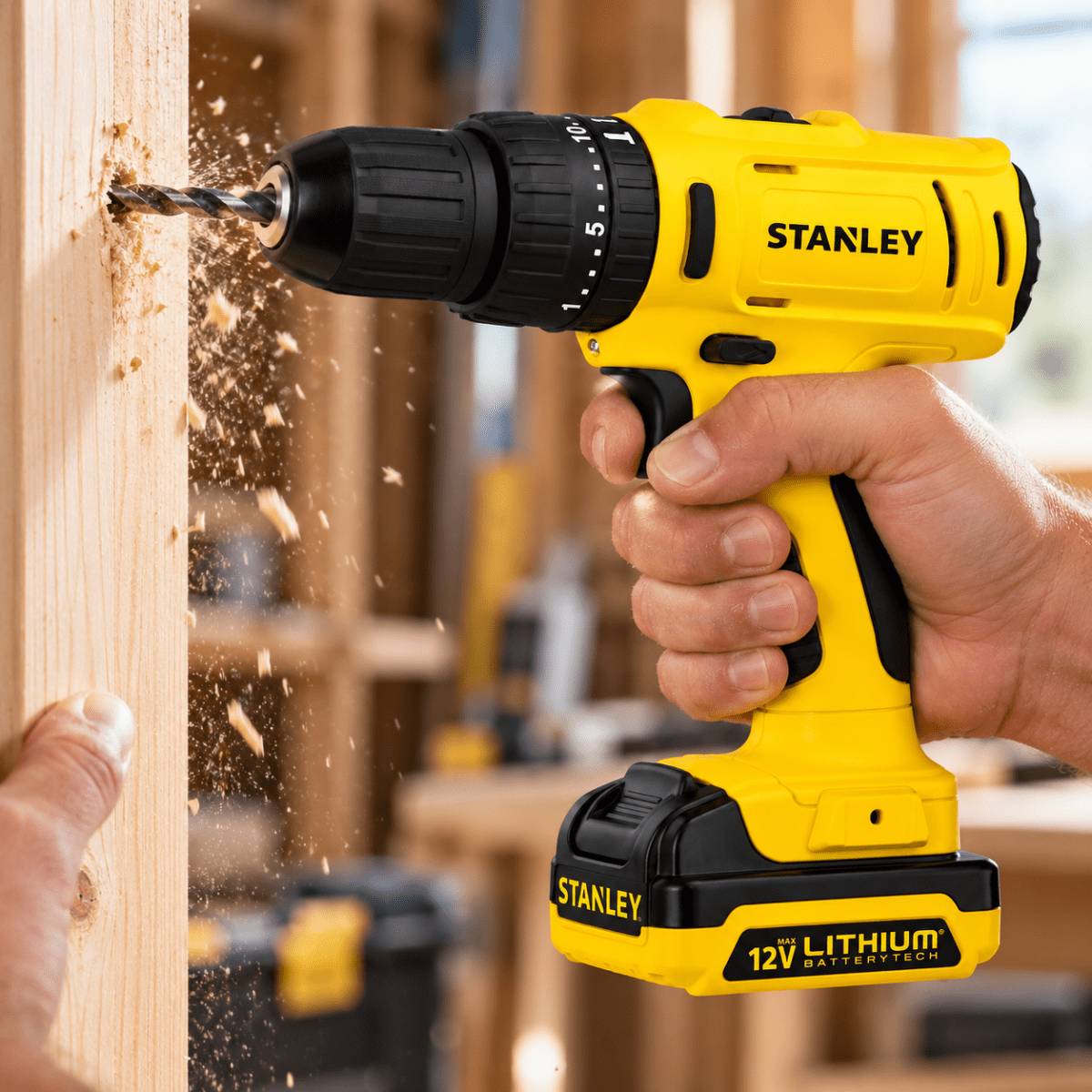 Taladro Percutor Inalámbrico Stanley 12V SCH121S2K con Baterías Recargables4
