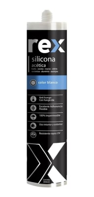 REX SILICONA ACETICA BLANCA CARTUCHO 300ML REX SILICONA ACETICA BLANCA CARTUCHO 300ML