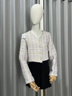 Blazer Tweed  trenzado morado, naranja y blanco1