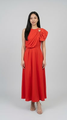 Vestido largo rojo manga cero3
