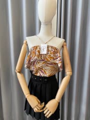 Blusa veraniega camel con guinda  “Mango”