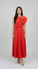 Vestido largo rojo manga cero