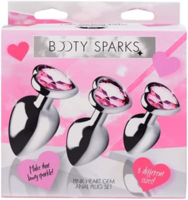 Booty Sparks Pink Heart Gem Anal Plug Set1