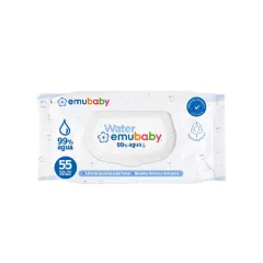 Toallitas Húmedas  Emuwipes Water 99% Agua 55 Unid con Tapa