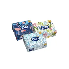 Pañuelos Faciales Elite en Caja – 90 Hojas (Diseños Surtidos)