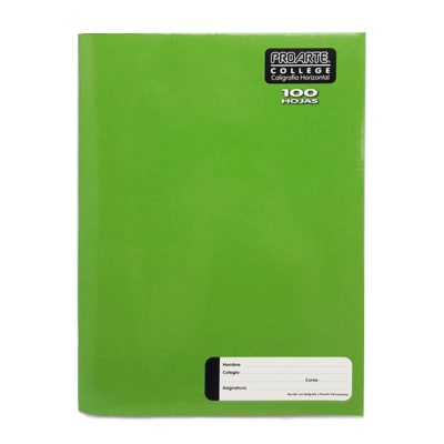 Cuaderno college caligrafia horizontal 100 hojas Proarte1