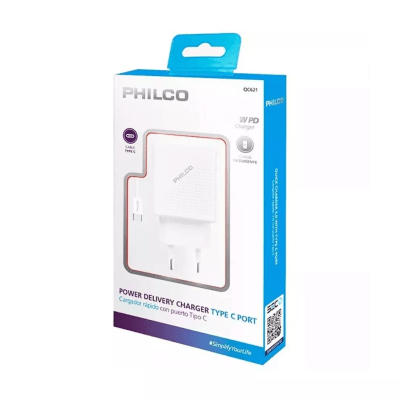 Cargador Philcp Tipo C a Tipo C QC621 20W