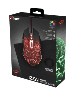 Mouse gamer Trust Izza GXT 783 + Mouse pad Mouse gamer Trust Izza GXT 783 + Mouse pad