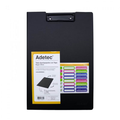 Tabla Anotador con Tapa Negro Oficio Adetec