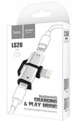 Adaptador Iphone carga Musica Hoco LS20 Adaptador Iphone carga Musica Hoco LS20