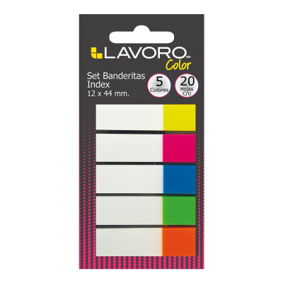 Marcadores de página 5 colores x 20 hojas Lavoro