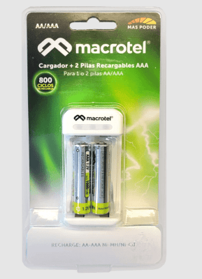 Cargador De Pilas  Macrotel + Dos Pilas AAA1